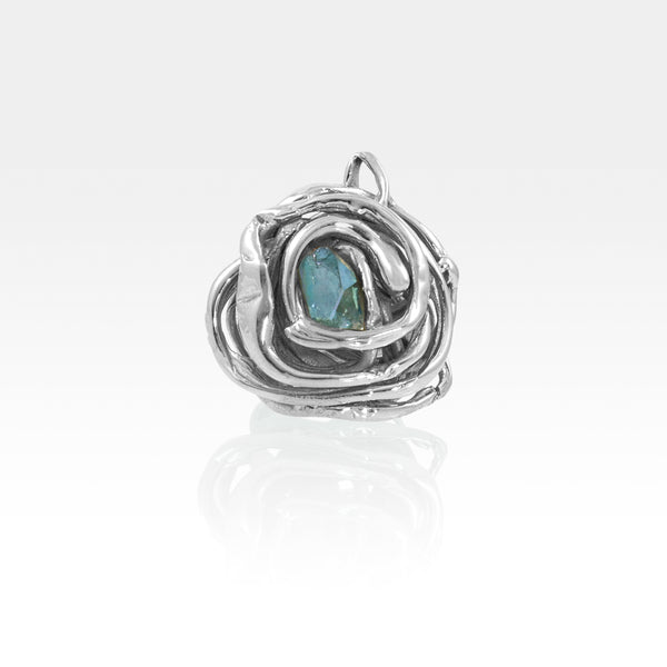 Angels Nest Ring Aqua Aura Silver