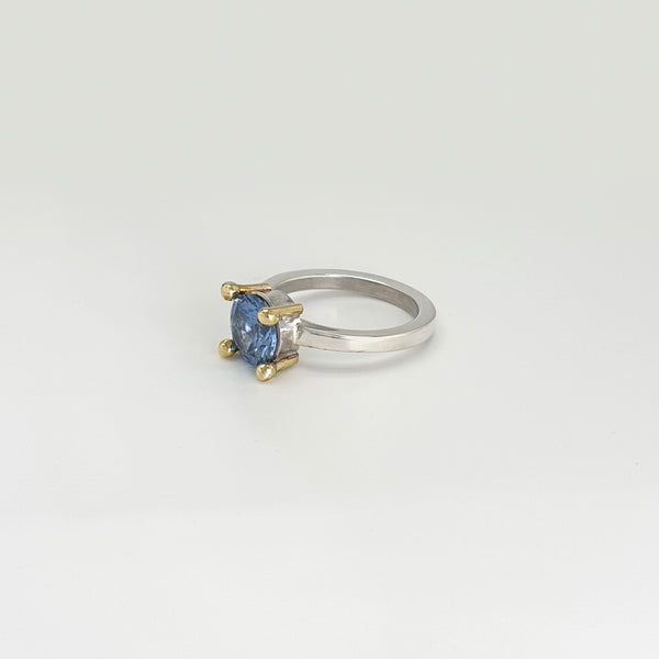 Aquamarine Ring Gold and Silver Side