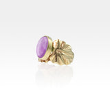 Art Deco Leaf Amethyst Ring Side View
