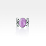 Art Deco Leaf Amethyst Ring Silver