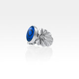 Art Deco Leaf Blue Abalone Ring Silver Side View