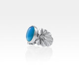 Art Deco Leaf Blue Onyx Ring Silver Side View