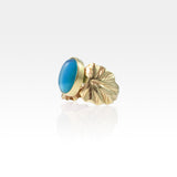 Art Deco Leaf Blue Onyx Ring Side View
