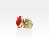 Art Deco Leaf Carnelian Ring Side View