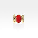 Art Deco Leaf Carnelian Ring