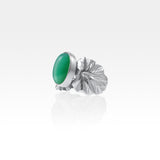 Art Deco Leaf Green Onyx Ring Silver Side View