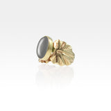 Art Deco Leaf Hematite Ring Side View