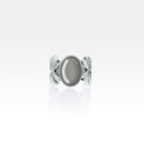 Art Deco Leaf Hematite Ring Silver