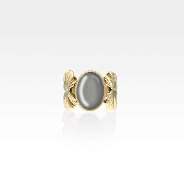 Art Deco Leaf Hematite Ring