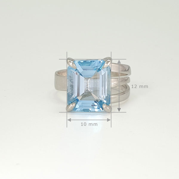 Blue Topaz Octagon Ring Measurements