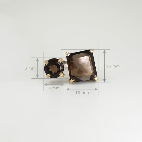 Double Smoky Quartz Ring Front Measurements