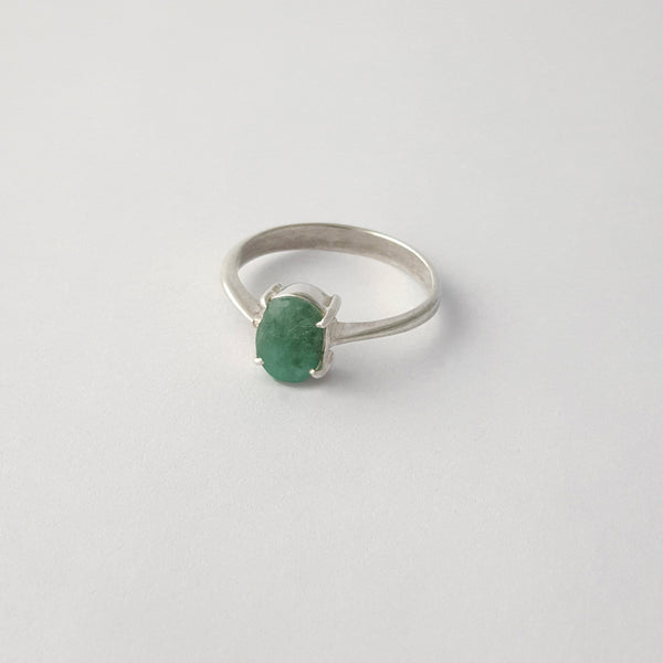 Multi-Facet Oval Fluorite Silver Ring Side Limited Edition 1