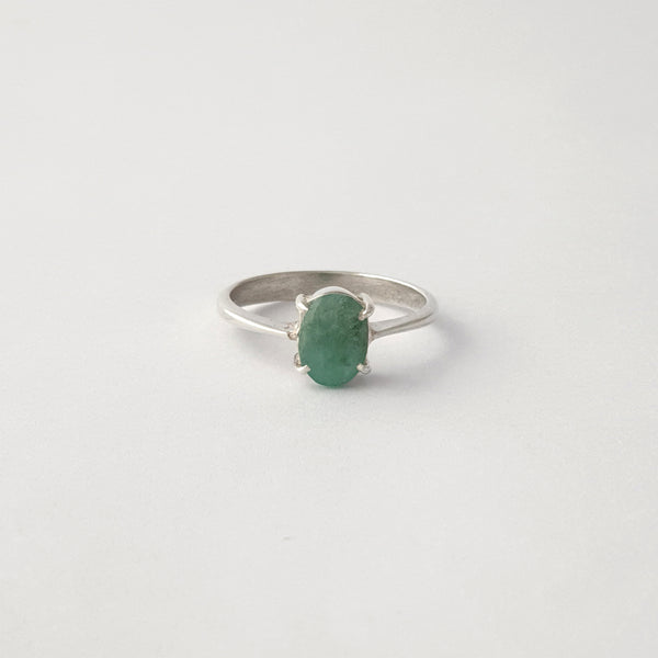 Multi-Facet Oval Fluorite Silver Ring Limited Edition 1