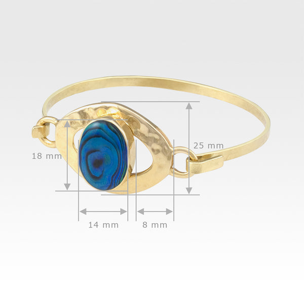 Hammered Bangle Abalone Shell Blue Measurements