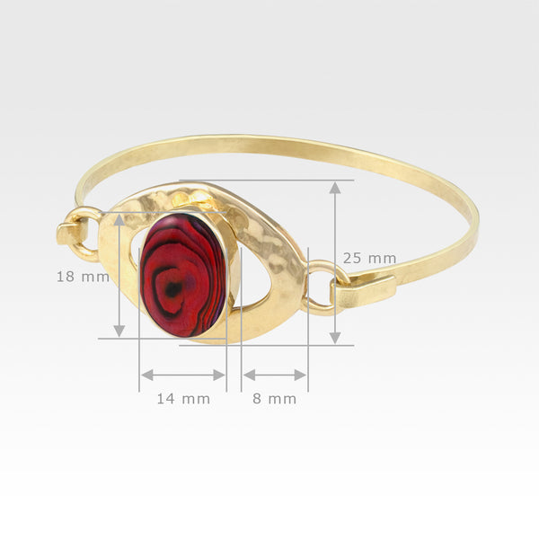 Hammered Bangle Abalone Shell Red Measurements