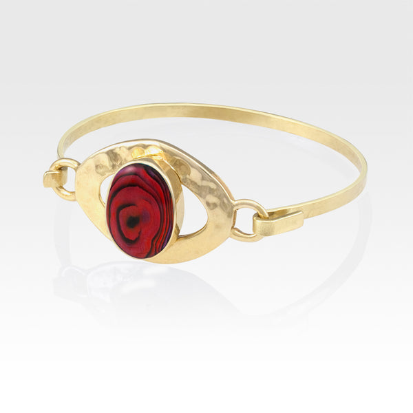 Hammered Bangle Abalone Shell Red