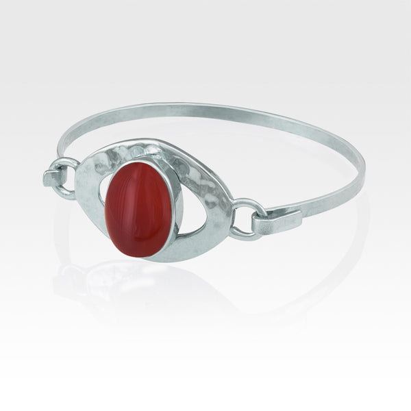 Hammered Bangle Carnelian Silver