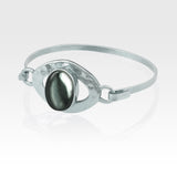 Hammered Bangle Hematite Silver