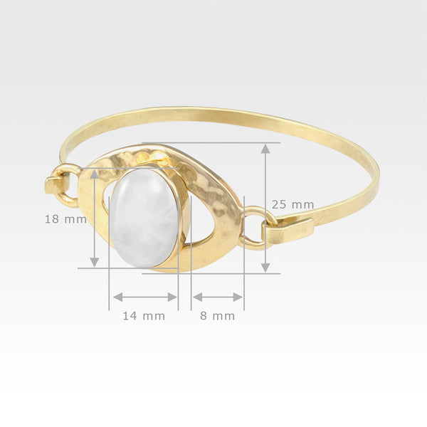 Hammered Bangle Quartz Clear Measurements