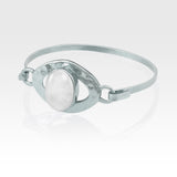 Hammered Bangle Quartz Clear Silver