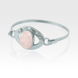 Hammered Bangle Quartz Rose Silver
