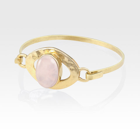 Hammered Bangle Quartz Rose