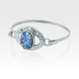 Hammered Bangle Vintage Glass Blue Silver