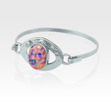 Hammered Bangle Vintage Glass Opal Silver