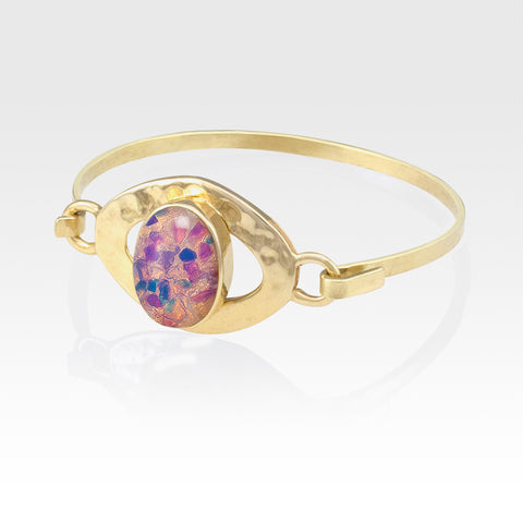 Hammered Bangle Vintage Glass Opal