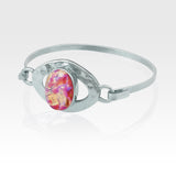 Hammered Bangle Vintage Glass Pink Silver