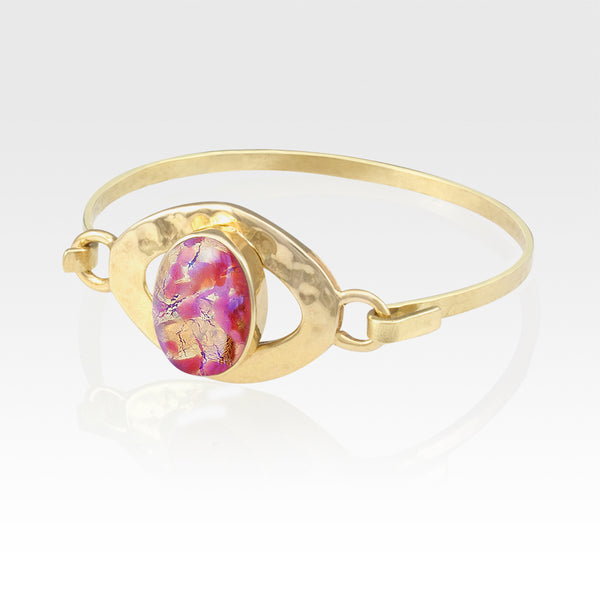 Hammered Bangle - Vintage Glass Pink