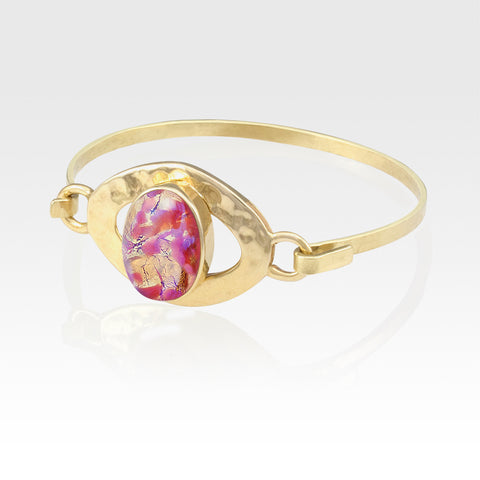 Hammered Bangle - Vintage Glass Pink
