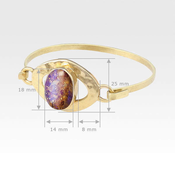 Hammered Bangle Vintage Glass Purple Measurements