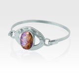 Hammered Bangle Vintage Glass Purple Silver