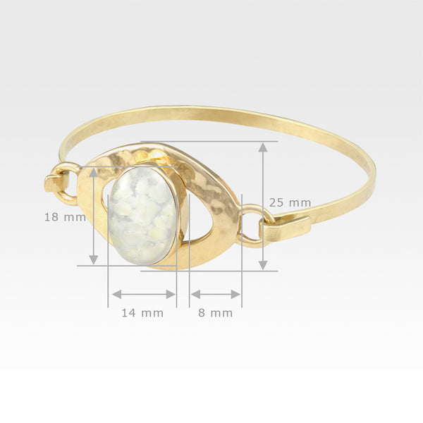 Hammered Bangle Vintage Glass White Measurements
