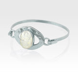 Hammered Bangle Vintage Glass White Silver