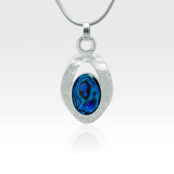 Hammered Pendant Abalone Shell Blue Silver