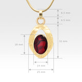 Hammered Pendant Abalone Shell Red Measurements