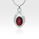 Hammered Pendant Abalone Shell Red Silver