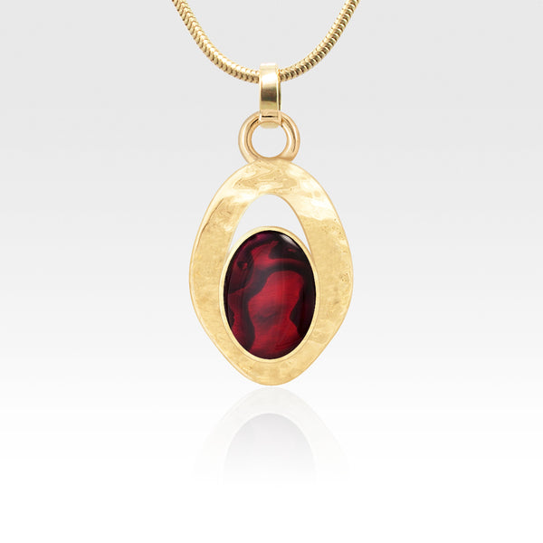 Hammered Pendant Abalone Shell Red