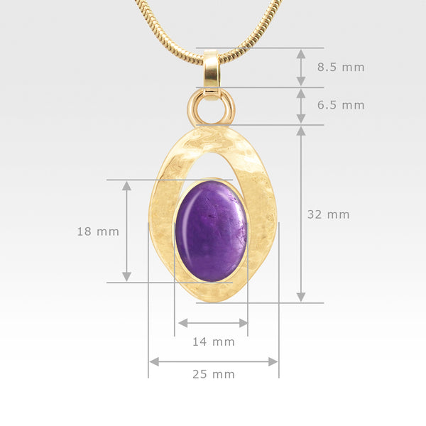 Hammered Pendant Amethyst Measurements