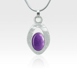 Hammered Pendant Amethyst Silver