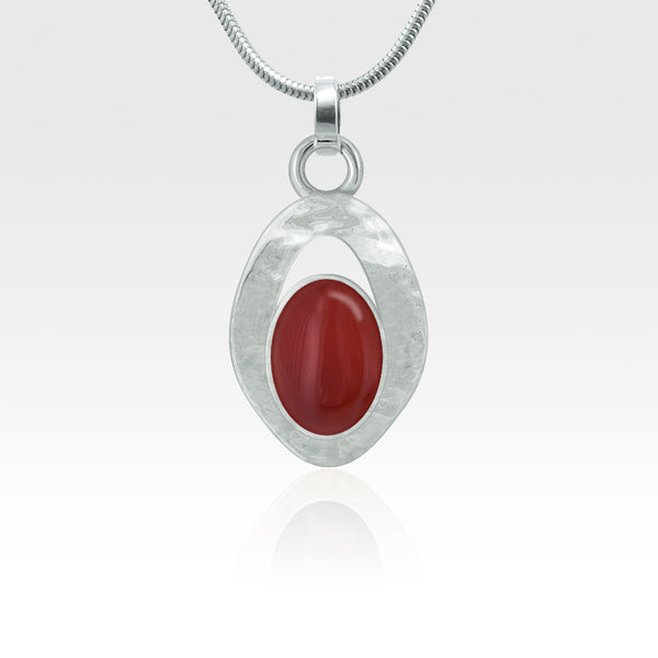 Hammered Pendant Carnelian Silver