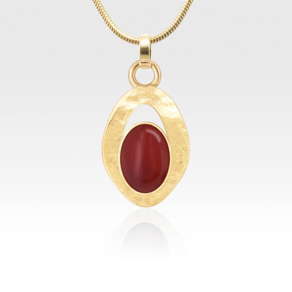 Hammered Pendant Carnelian