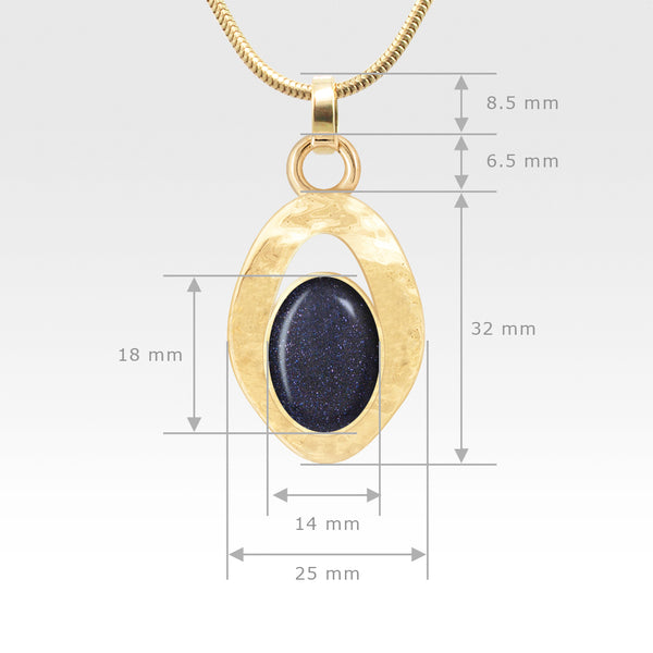 Hammered Pendant Goldstone Measurements