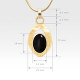 Hammered Pendant Onyx Black Measurements