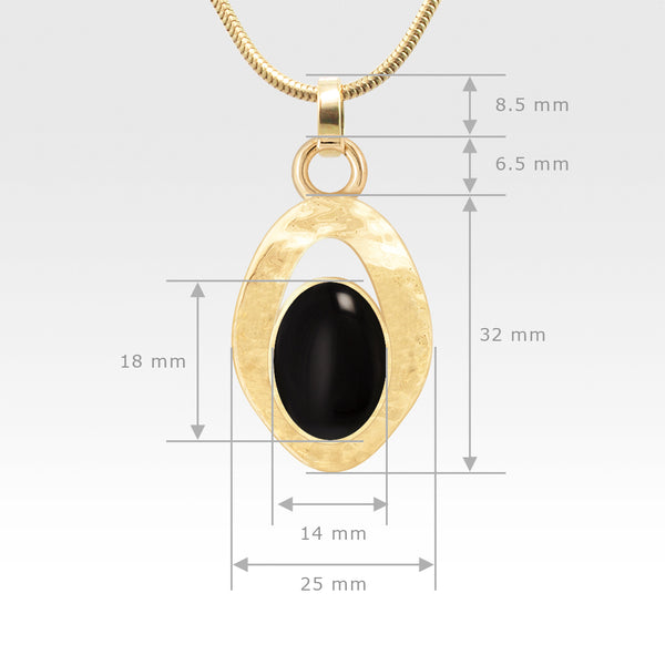 Hammered Pendant Onyx Black Measurements
