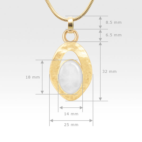 Hammered Pendant Quartz Clear Measurements