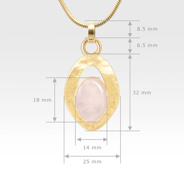 Hammered Pendant Quartz Rose Measurements