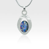 Hammered Pendant Vintage Glass Blue Silver